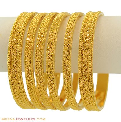 Gold Bangle Set (Set of 6) ( Set of Bangles )