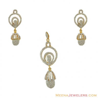 Gold Pendant Set with Diamonds ( Diamond Pendant Sets )