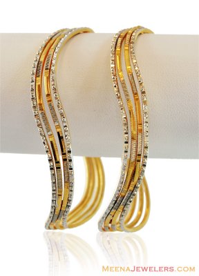 Fancy 22k Rhodium Finished Bangles ( Two Tone Bangles )