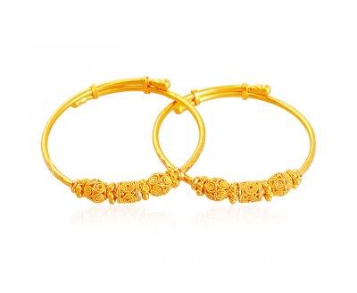 Fancy Filigree Baby Bangles 22k  ( Baby Bangles )