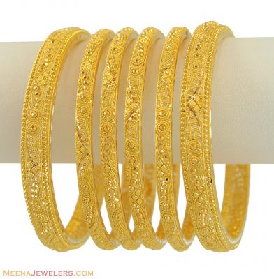 Gold Bangles Set (6  pcs) ( Set of Bangles )