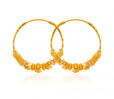 22k Gold Two Tone Bali ( Hoop Earrings )