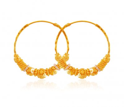 22k Gold Two Tone Bali ( Hoop Earrings )