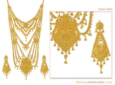 22Kt Rani Haar (Indian Bridal Necklace Set) ( Bridal Necklace Sets )