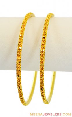 22K Elegant Filigree Bangles (Pair) ( Gold Bangles )