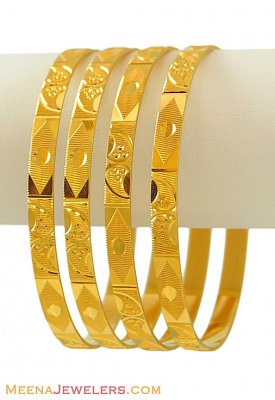 22K Machine Made Bangles(set of 4) ( Gold Bangles )