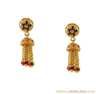 Indian Meenakari Earrings ( 22Kt Gold Fancy Earrings )