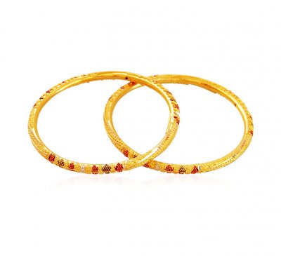 22K Tricolor Kids Bangle (2 Pcs) ( Baby Bangles )