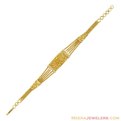 22K Fancy Gold Filigree Bracelet  ( Ladies Bracelets )