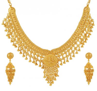 22Kt Necklace and Earrings Set ( 22 Kt Gold Sets )