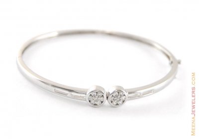 White Gold Bangle with CZ ( Stone Bangles )