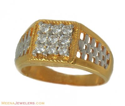 22k Mens 2 Tone Signity Ring ( Mens Gold Ring )