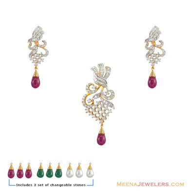 18k Classic Diamond Pendant Set ( Diamond Pendant Sets )