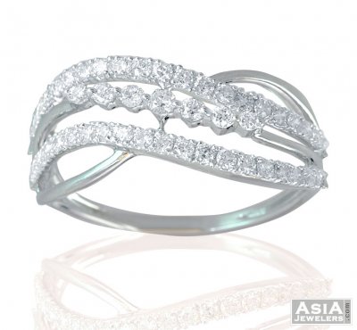Wavy 18K White Gold Diamond Ring ( Diamond Rings )
