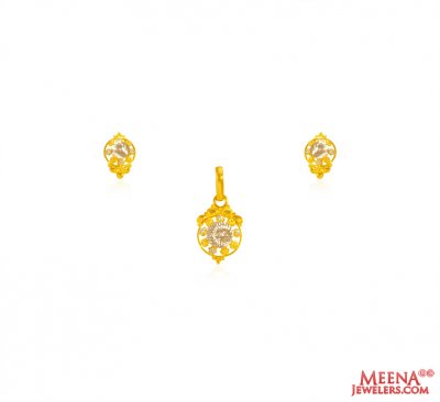 22kt Gold Two Tone Pendant Set ( Gold Pendant Sets )