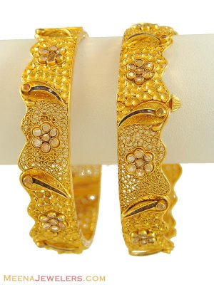 22k Designer Antique Bangles (2 pcs) ( Antique Bangles )