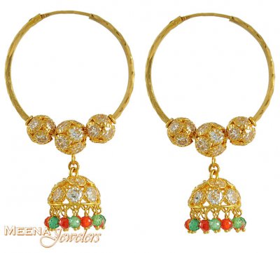 22Kt Gold Chandelier Hoops ( Hoop Earrings )