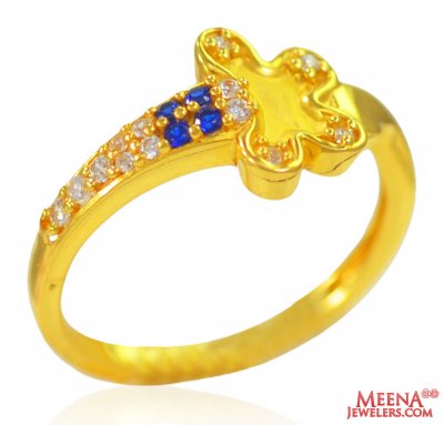 22Kt Gold Cubic Zircon Ring ( Ladies Signity Rings )