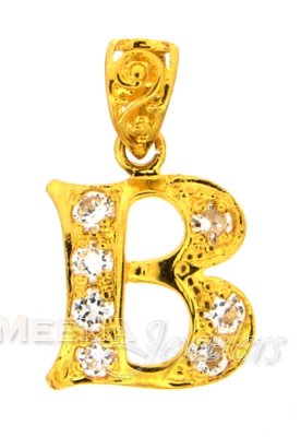 22Kt Gold Pendant with Initial(B) ( Initial Pendants )