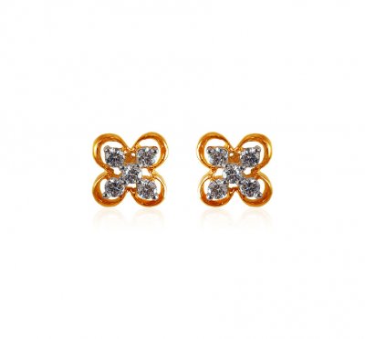 18K Gold Diamond Earring for Ladies ( Diamond Earrings )