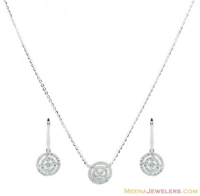 White Gold Diamond Pendant Set 18K ( Diamond Pendant Sets )