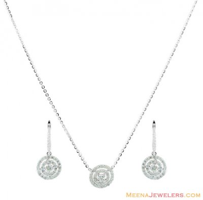 White Gold Diamond Pendant Set 18K ( Diamond Pendant Sets )