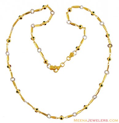 Fancy Meenakari Gold Chain 22k  ( 22Kt Gold Fancy Chains )