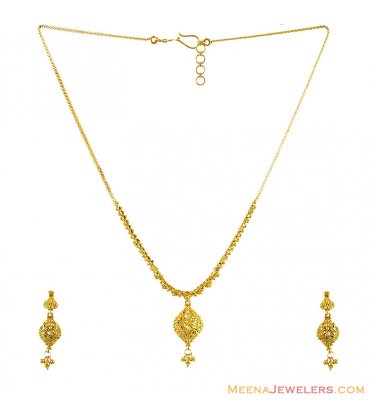 22K Fancy Filigree Necklace Set  ( Light Sets )