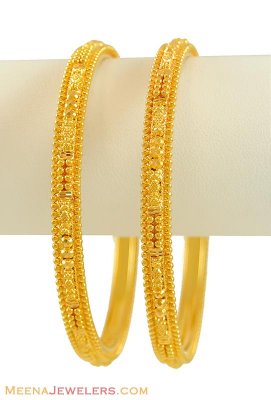 22K Yellow Gold Bangles (pair) ( Kadas )