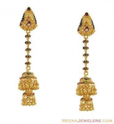 22K Chandelier Earrings (Indian) ( 22Kt Gold Fancy Earrings )