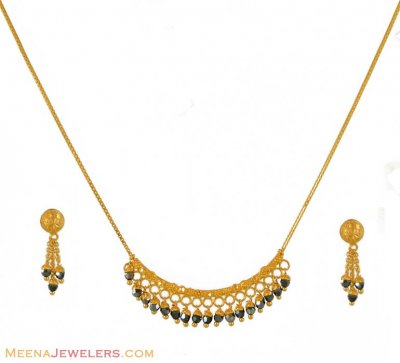 22k Small Necklace set - StLs6941 - 22k yellow gold small necklace ...