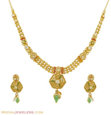 22K Kundan Necklace Set ( Light Sets )