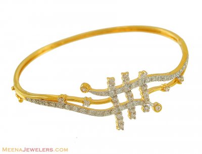 22k Two Tone Signity Bangle ( Stone Bangles )