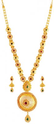 22K Gold Long Neckace Set ( Bridal Necklace Sets )