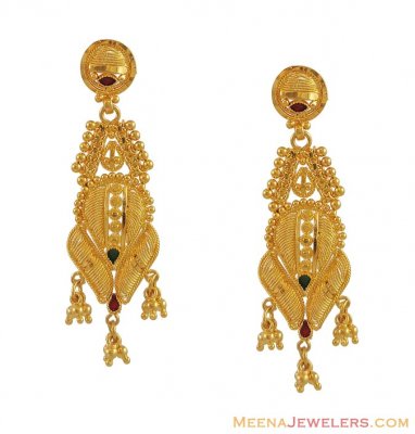 22K Designer Meenakari Earrings ( Long Earrings )