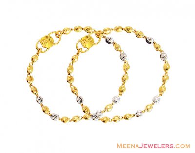 22K 2 Tone Fancy Baby Bracelet ( 22Kt Baby Bracelets )