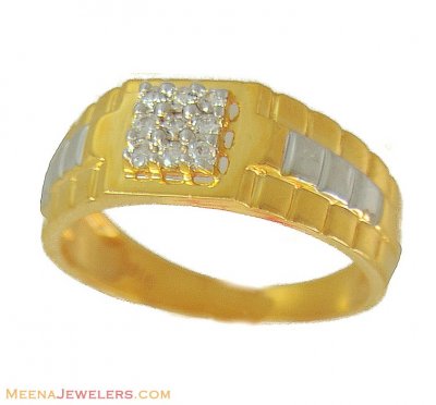 Designer 2 Tone Signity Ring(Mens) ( Mens Gold Ring )
