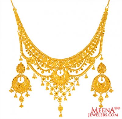 Necklace Earring Set 22K Gold ( 22 Kt Gold Sets )