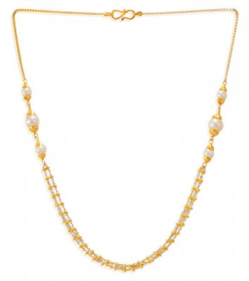 22kt Gold Pearls Chain ( 22Kt Gold Fancy Chains )