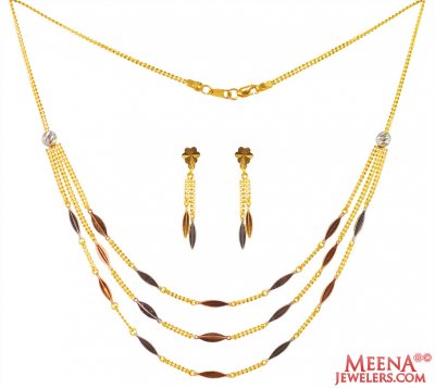 22Kt Gold Layered Necklace Set ( Light Sets )