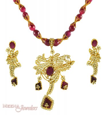 Antique Designer Gold Necklace Set ( Antique Necklace Sets )