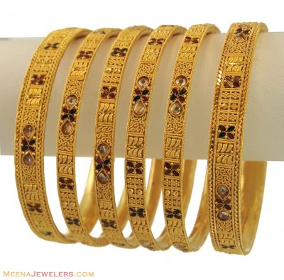 22k Meenakari Bangles Set(Set of 6) ( Set of Bangles )