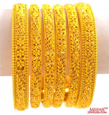 22Kt Gold Bangles Set (6 pcs) ( Set of Bangles )