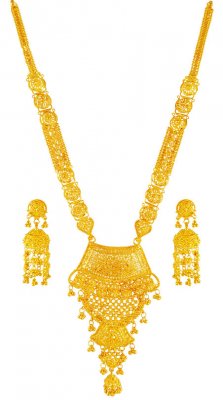 Gold Long Necklace Earring Set ( 22 Kt Gold Sets )