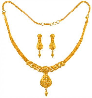 22kt Gold Necklace Earring Set ( 22 Kt Gold Sets )