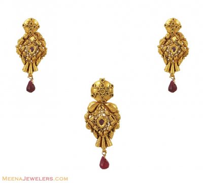 Antique Finished Pendant Set (22K) ( Antique Pendant Sets )