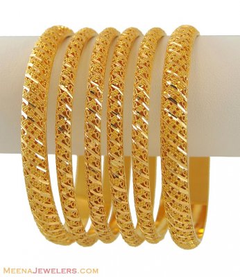 22K Gold Bangle Set (Set of 6) ( Set of Bangles )