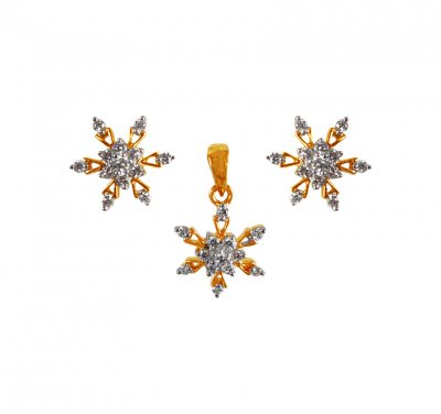 18KT Gold Diamond Pendant Set ( Diamond Pendant Sets )