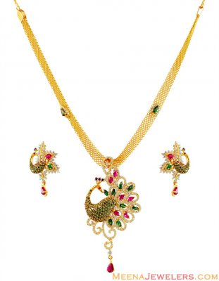 Designer 22k Peacock Necklace Set  ( Gold Designer Sets )