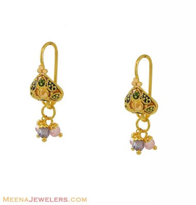 Meenakari Hanging Earrings ( 22Kt Gold Fancy Earrings )
